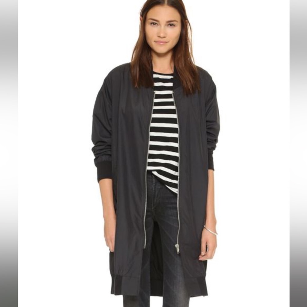 OAK Nylon Long Bomber Jacket - Black - Women’s Size Large